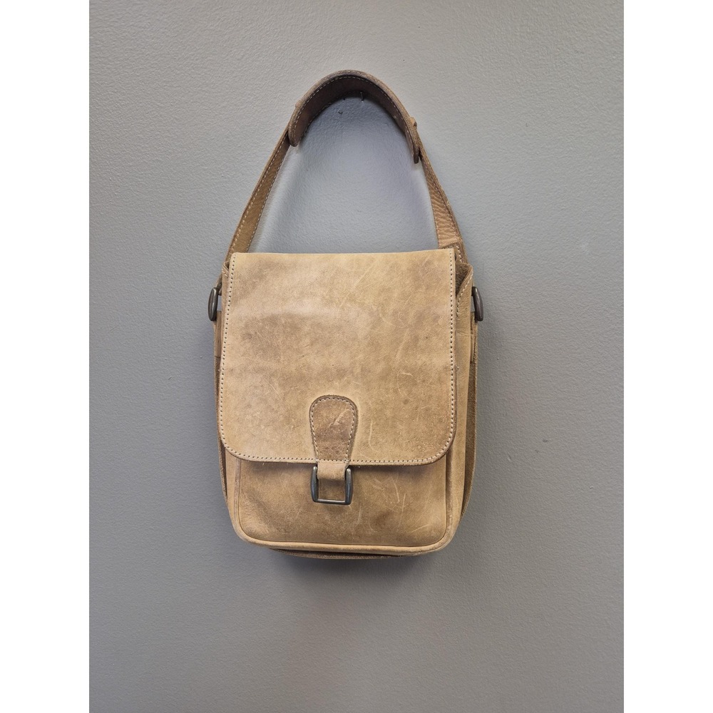 90s Banana Republic Safari Leather Shoulder Bag Brown Minimalist Purse Brazil